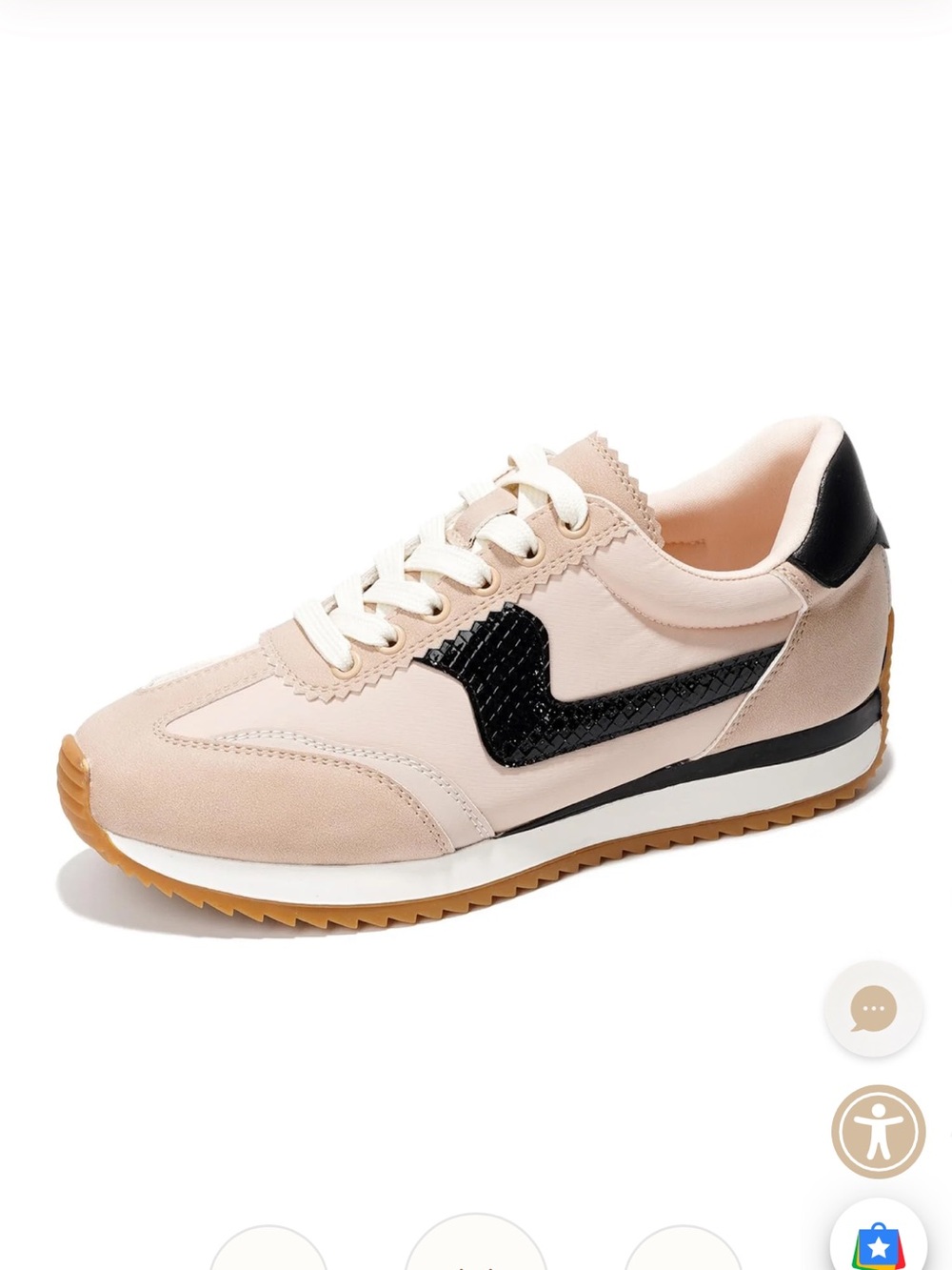 Women’s Blush Lace-Up Sneaker with Black Accent